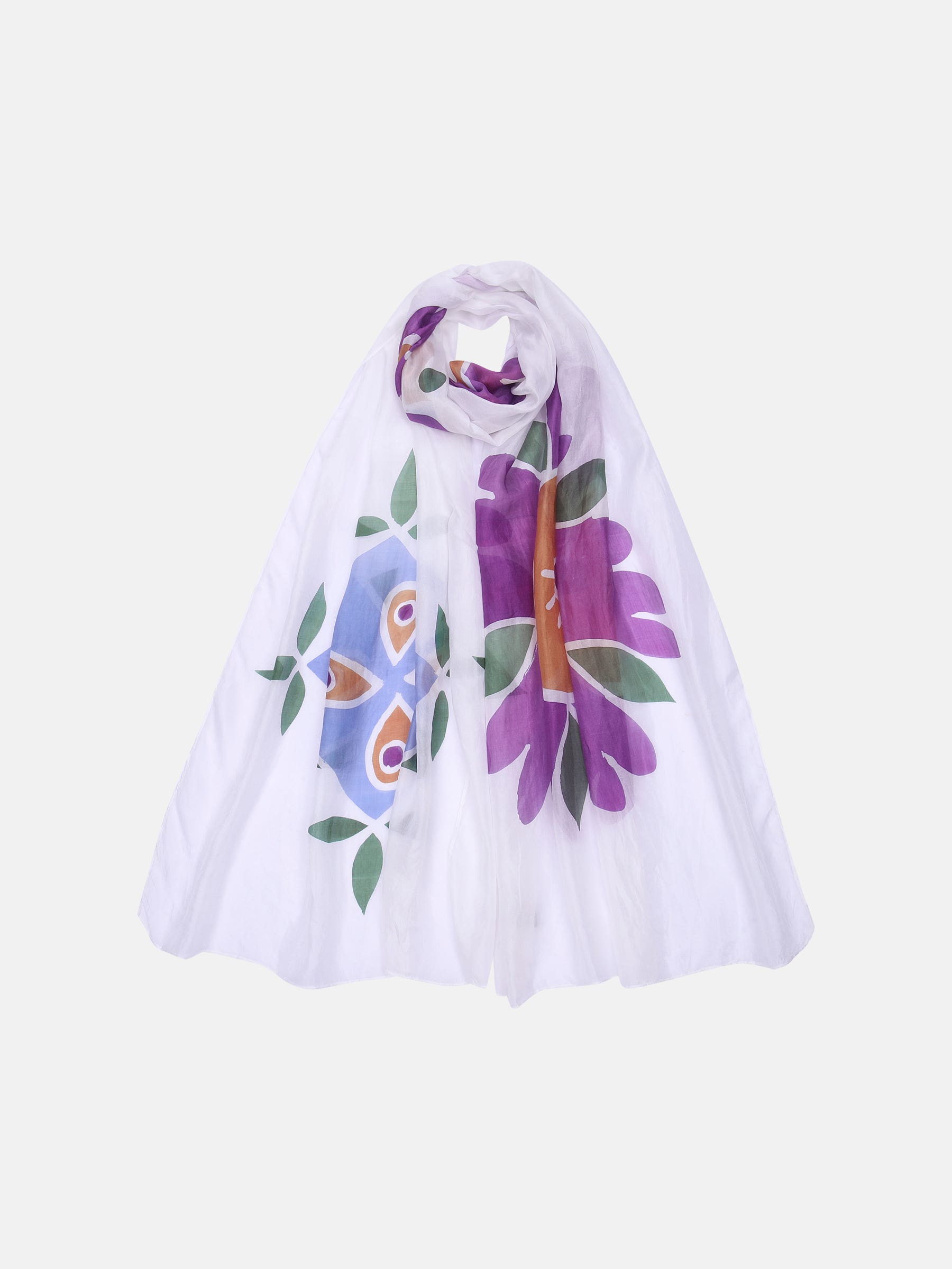 Multicolour Hand Painted Silk Scarf