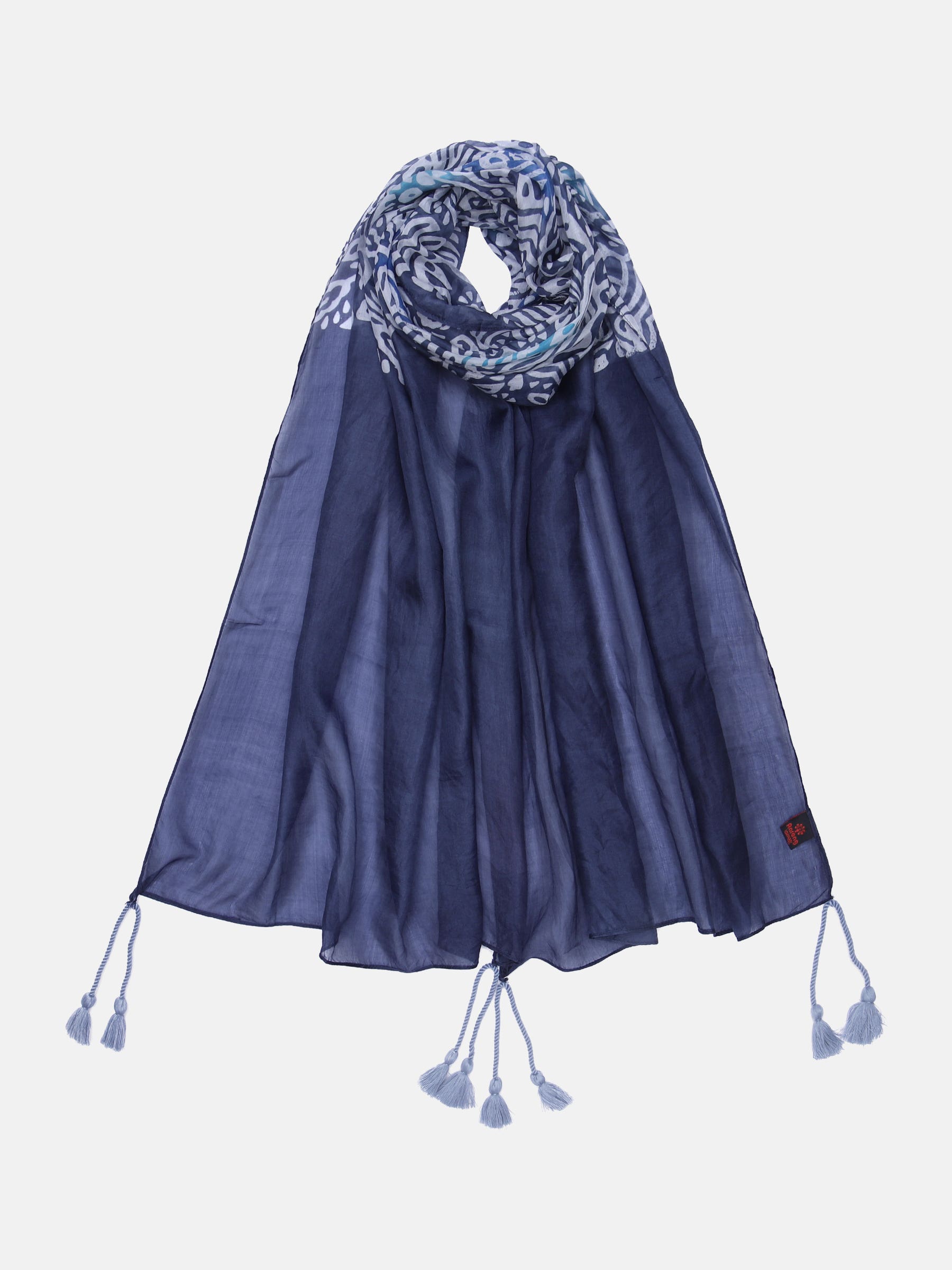 Blue-Grey Hand Painted Silk Scarf
